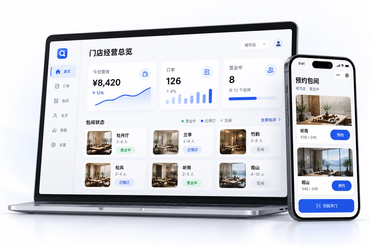 共享空间预约与经营系统,示意图